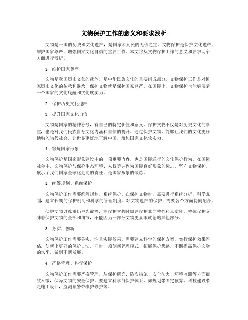 文物保护工作的意义和要求浅析