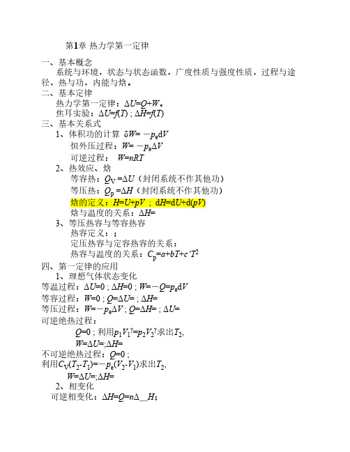 物理化学重要概念公式总结