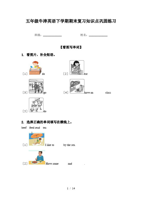 五年级牛津英语下学期期末复习知识点巩固练习