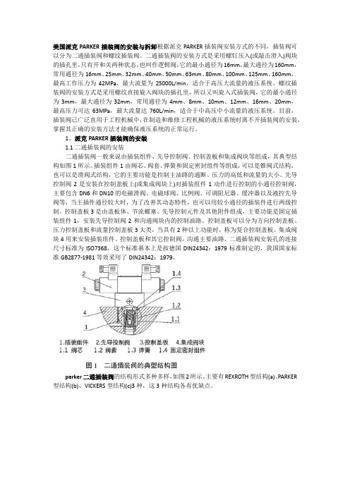 美国派克PARKER插装阀的安装与拆卸