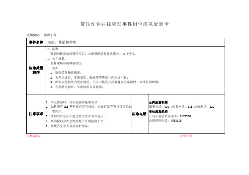 带压井作业队井控应急处置卡(软关井)