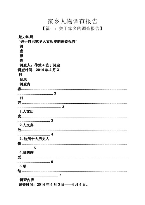 工作报告之家乡人物调查报告