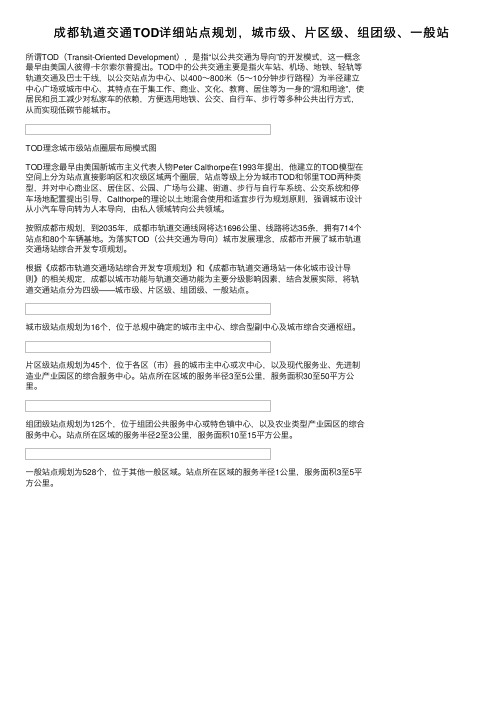 成都轨道交通TOD详细站点规划，城市级、片区级、组团级、一般站