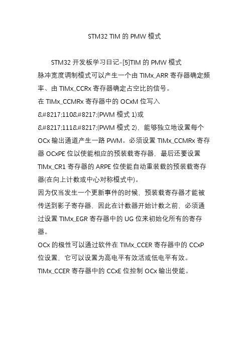 STM32 TIM的PMW模式