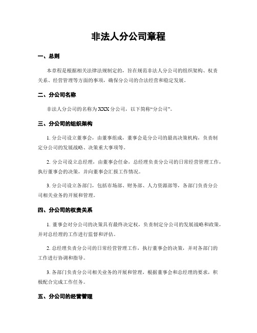 非法人分公司章程