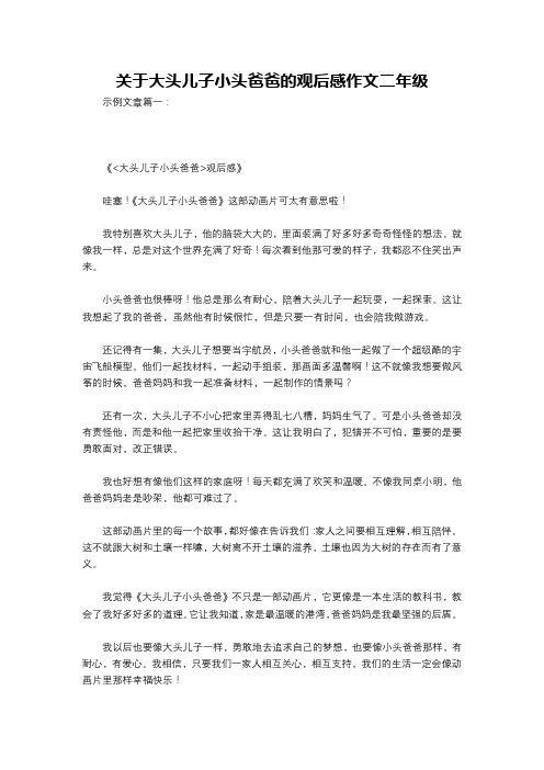 关于大头儿子小头爸爸的观后感作文二年级