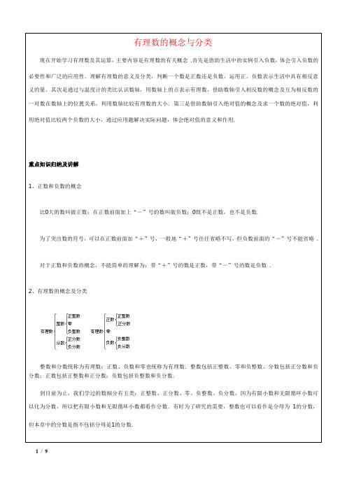 七年级有理数的概念及分类