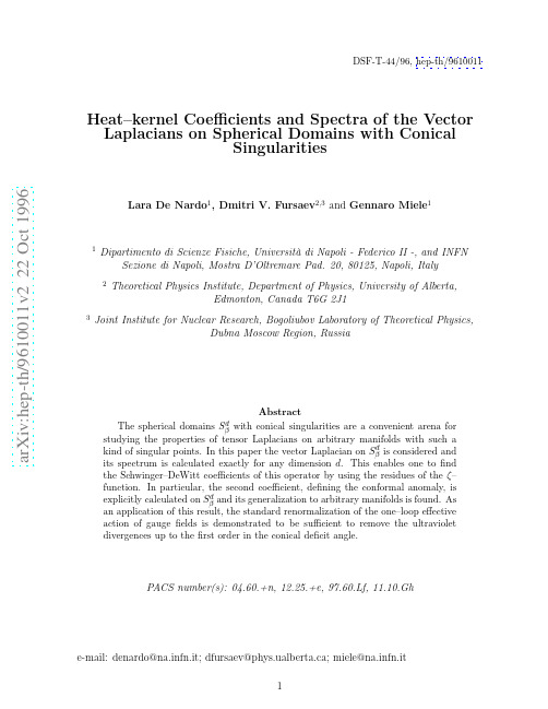 Heat-kernel Coefficients and Spectra of the Vector Laplacians on Spherical Domains with Con