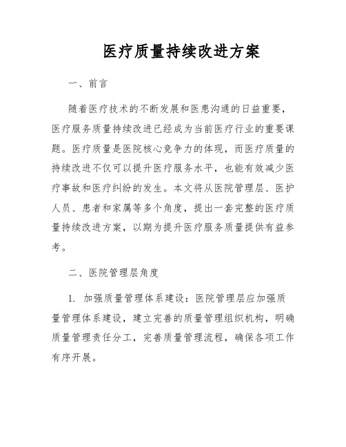 医疗质量持续改进方案