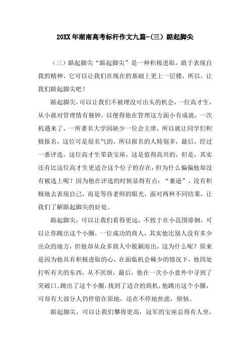 20XX年湖南高考标杆作文九篇-(三)踮起脚尖