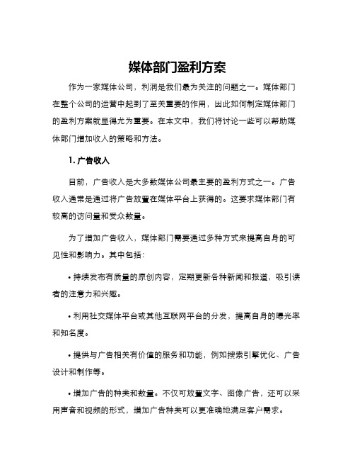 媒体部门盈利方案