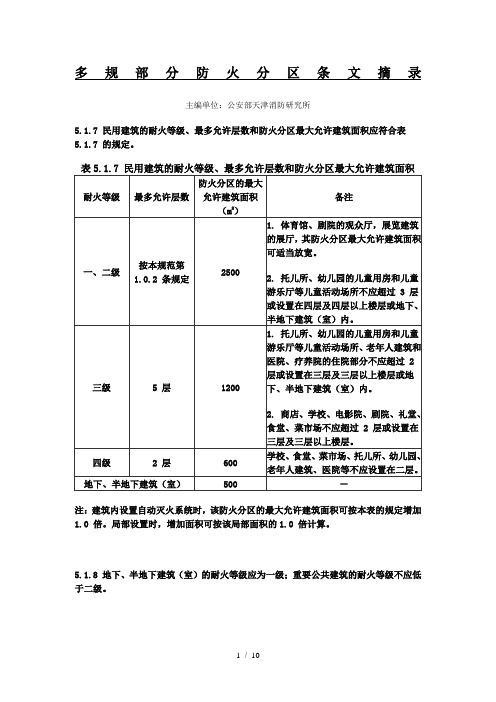 防火分区规范要求