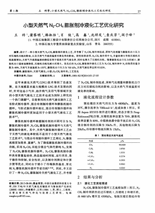 小型天然气N2-CH4膨胀制冷液化工艺优化研究