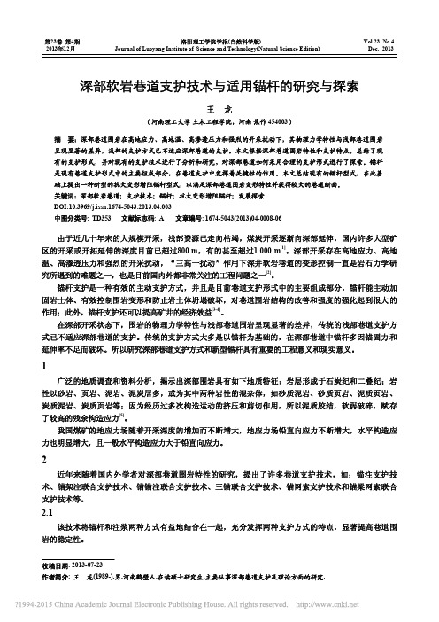 深部软岩巷道支护技术与适用锚杆的研究与探索_王龙