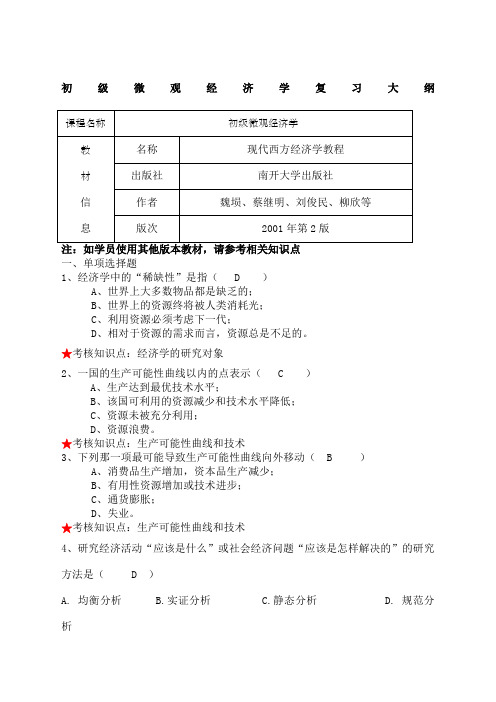 《初年级微观经济学》复习