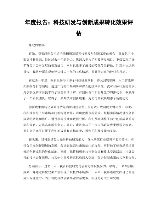 年度报告：科技研发与创新成果转化效果评估