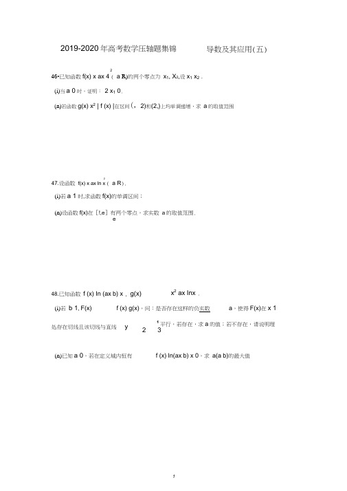 (完整)2019-2020年高考数学压轴题集锦——导数及其应用(五)