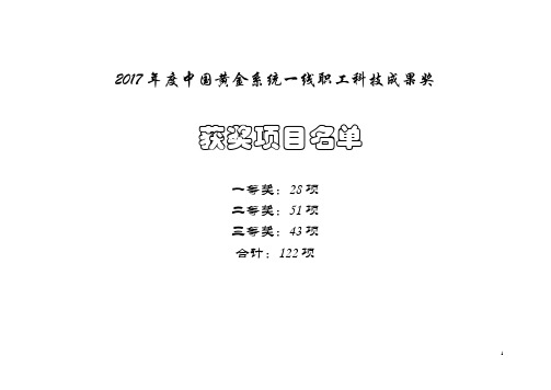 2017中国黄金系统一线职工科技成果奖