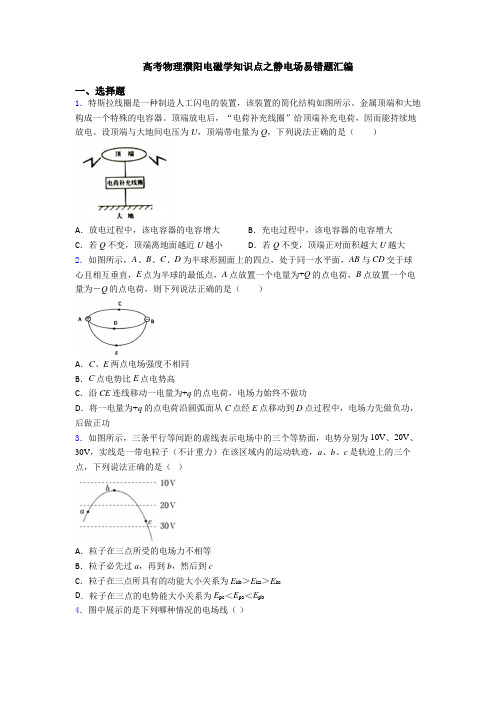 高考物理濮阳电磁学知识点之静电场易错题汇编