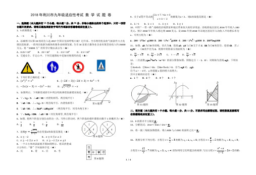 2018年适应性考试数学试题及答案