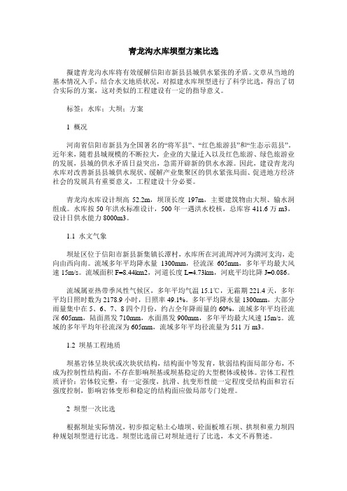 青龙沟水库坝型方案比选