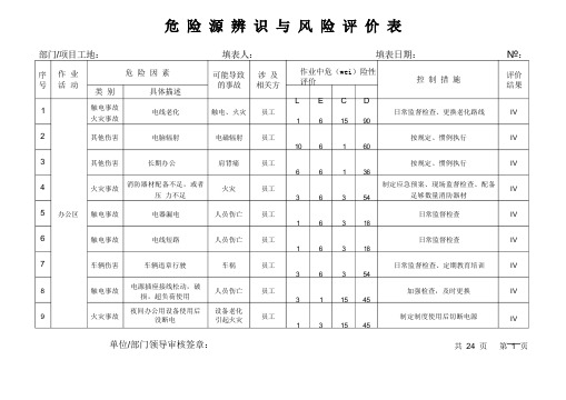 (完整版)危险源辨识与风险评价表2022版