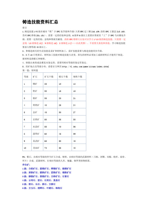 铸造汇总