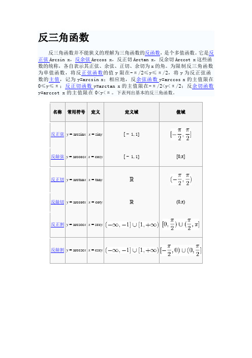 最新微积分教材精讲-反三角函数