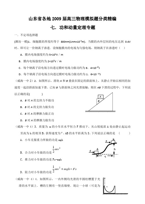 山东省各地2009届高三物理模拟题分类精编7-12