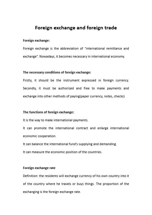 Foreign exchange and foreign trade