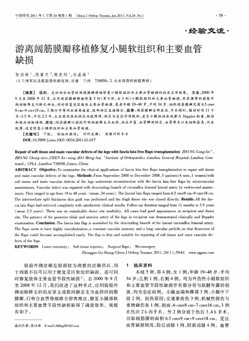 游离阔筋膜瓣移植修复小腿软组织和主要血管缺损