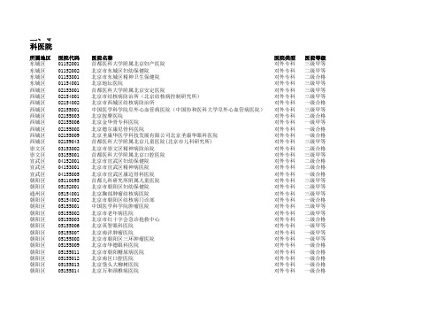 北京“一老一小”定点医疗机构名单