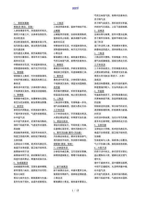 中医内科学方歌完整版