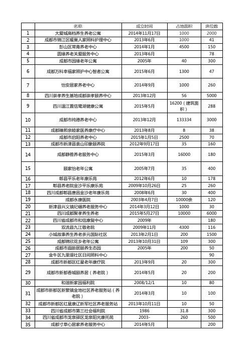 成都养老项目统计表