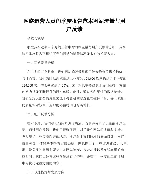 网络运营人员的季度报告范本网站流量与用户反馈