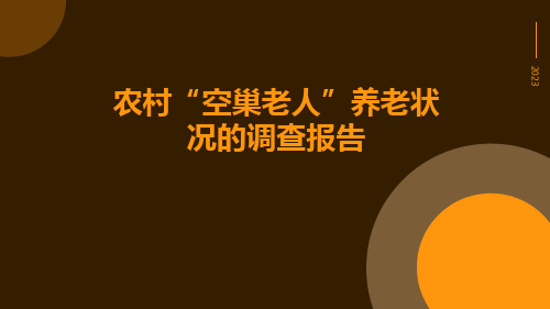 农村“空巢老人”养老状况的调查报告