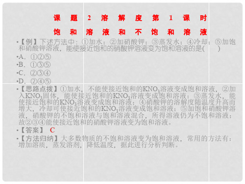 九年级化学下册 第九章 课题2 第1课时 饱和溶液和不饱和溶液精讲课件 (新版)新人教版