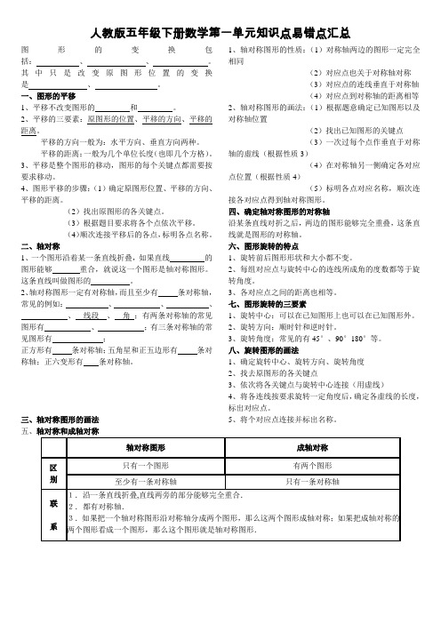 人教版五年级下册数学第一单元知识点汇总(配练习)