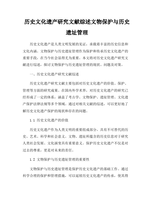 历史文化遗产研究文献综述文物保护与历史遗址管理