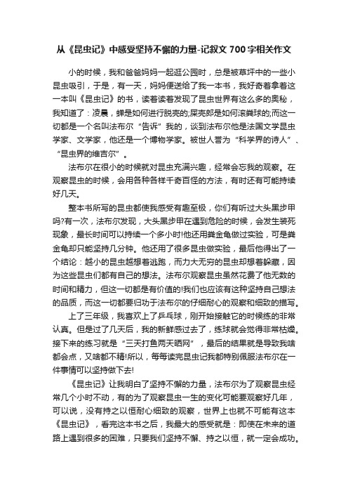 从《昆虫记》中感受坚持不懈的力量-记叙文700字相关作文