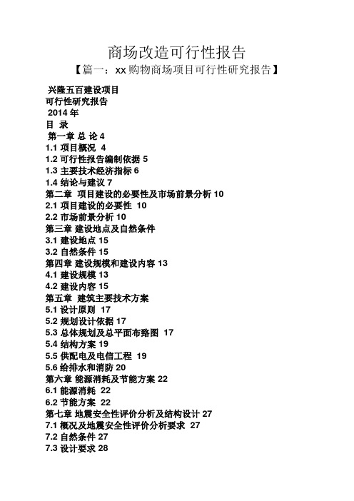工作报告之商场改造可行性报告
