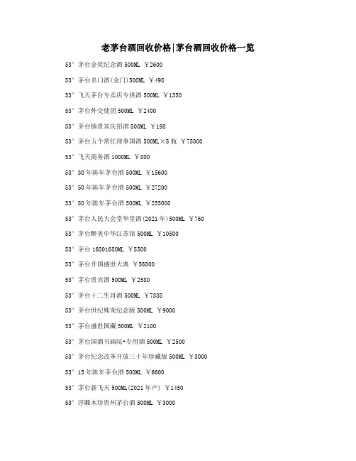 老茅台酒回收价格茅台酒回收价格一览