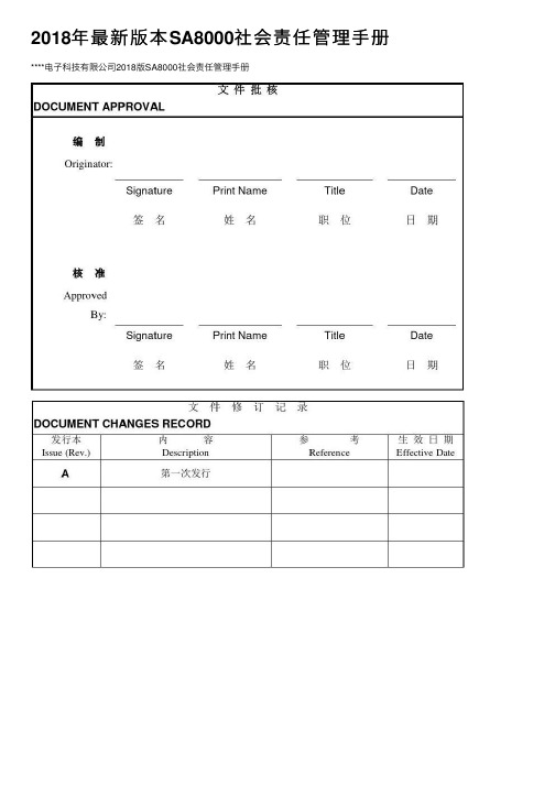 2018年最新版本SA8000社会责任管理手册