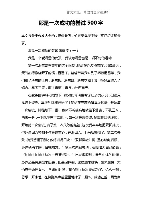 那是一次成功的尝试500字