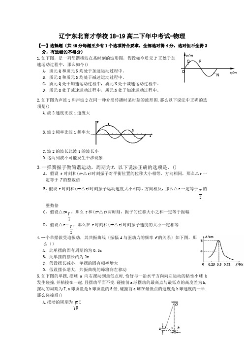 辽宁东北育才学校18-19高二下年中考试-物理