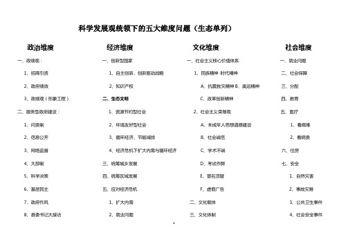 科学发展观下的五大维度问题1