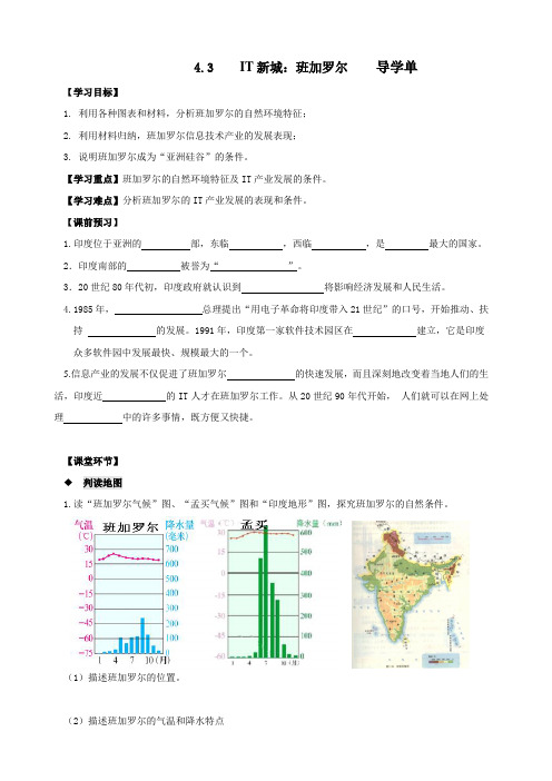 IT新城：班加罗尔（教学设计导学单）