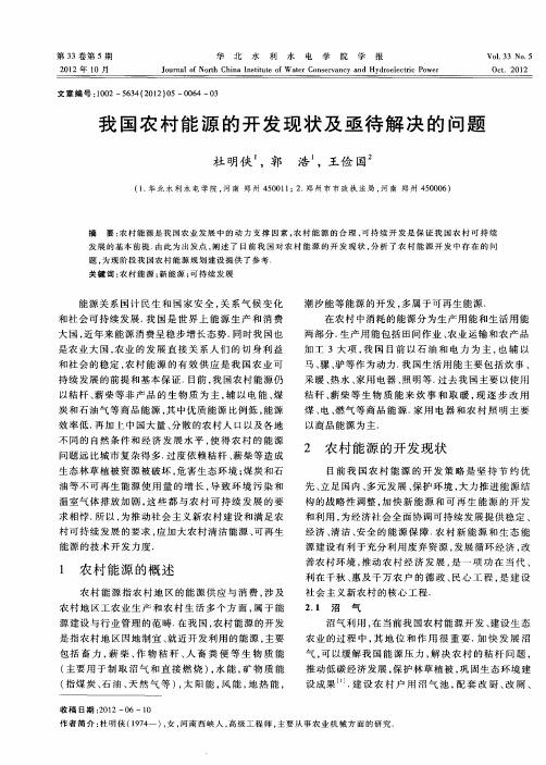 我国农村能源的开发现状及亟待解决的问题