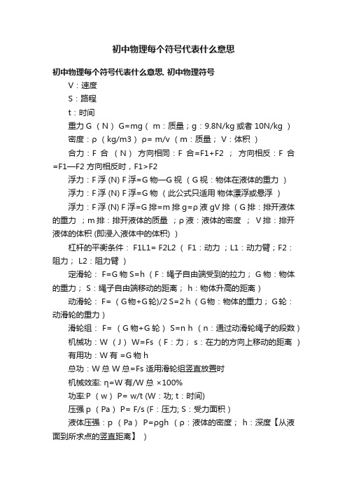 初中物理每个符号代表什么意思