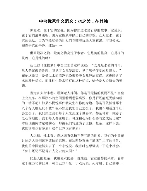中考优秀作文范文:水之美,在其纯